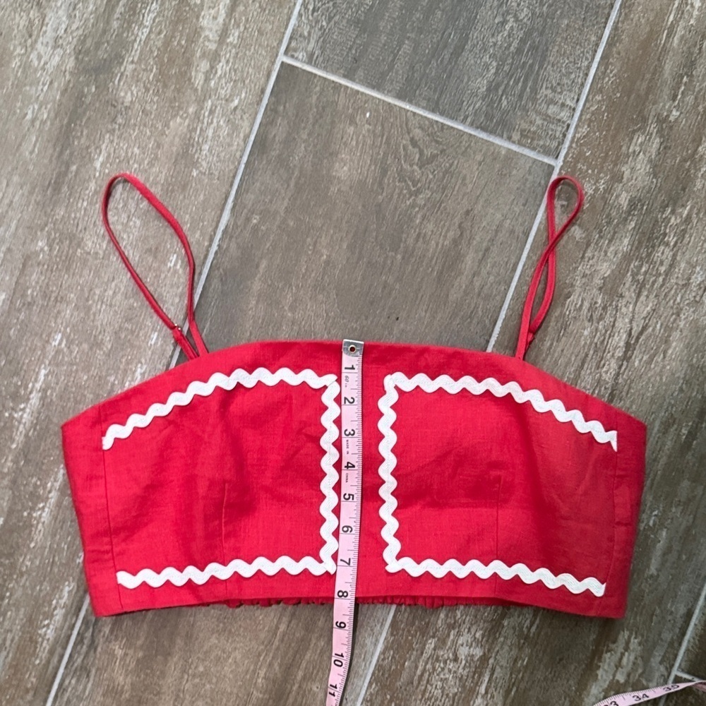 English Factory Linen Crop Top w/ Ric Rac Trim - Picture 8 of 8